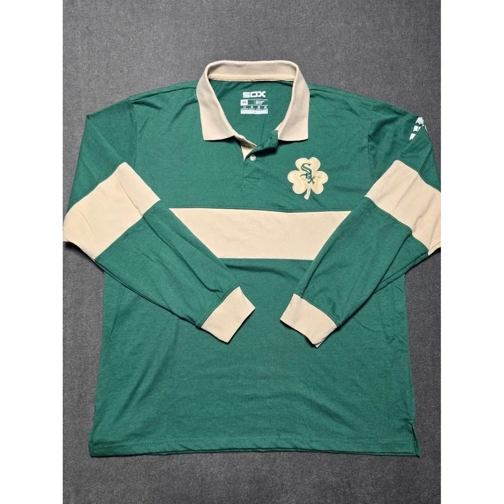 Chicago White Sox Shamrock‎ Miller Lite Rugby Polo Shirt Size M MLB Baseball